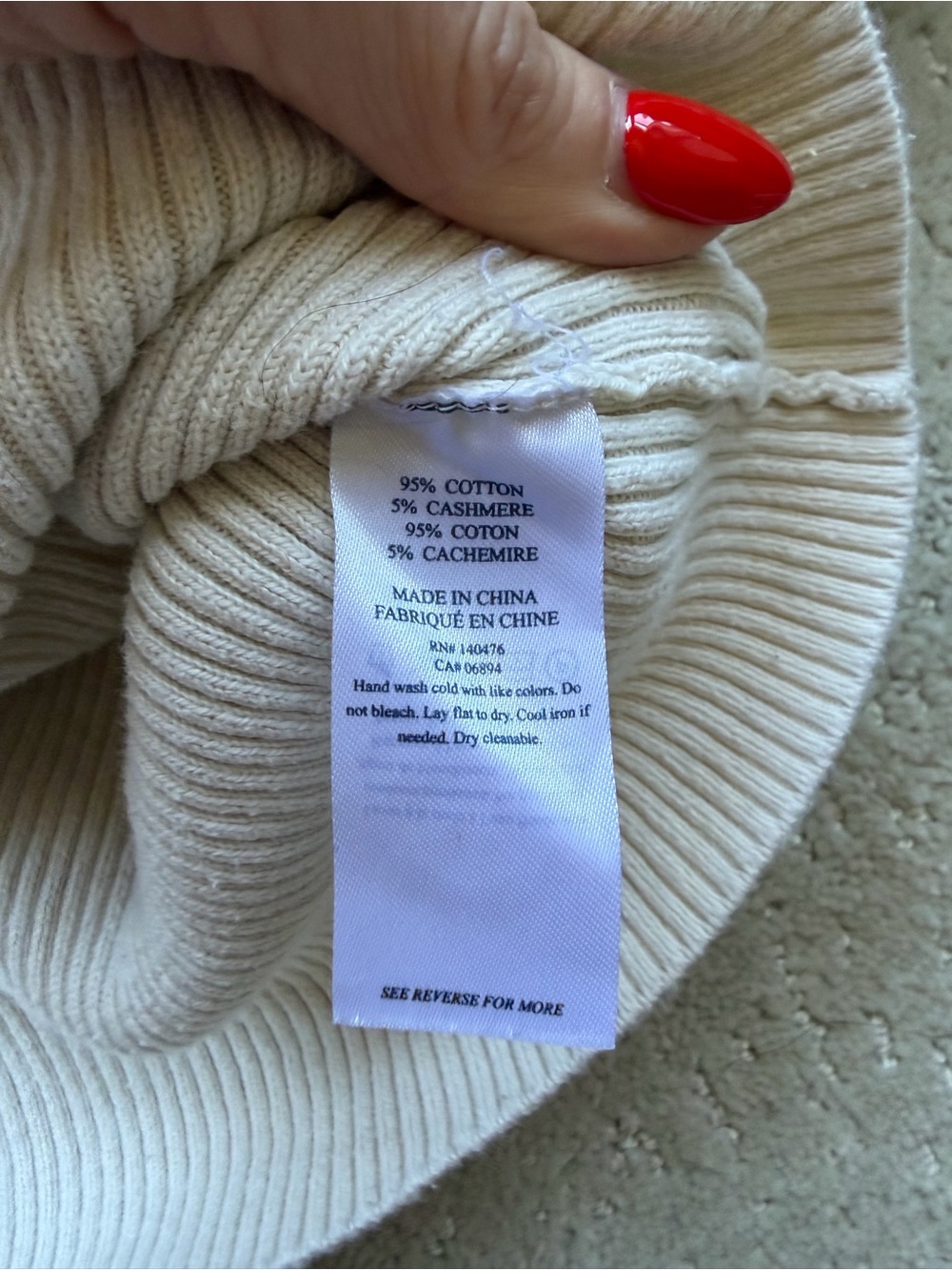 Faherty Cotton Cashmere Rib Knit Collared Henley Sweater - Picture 3 of 6